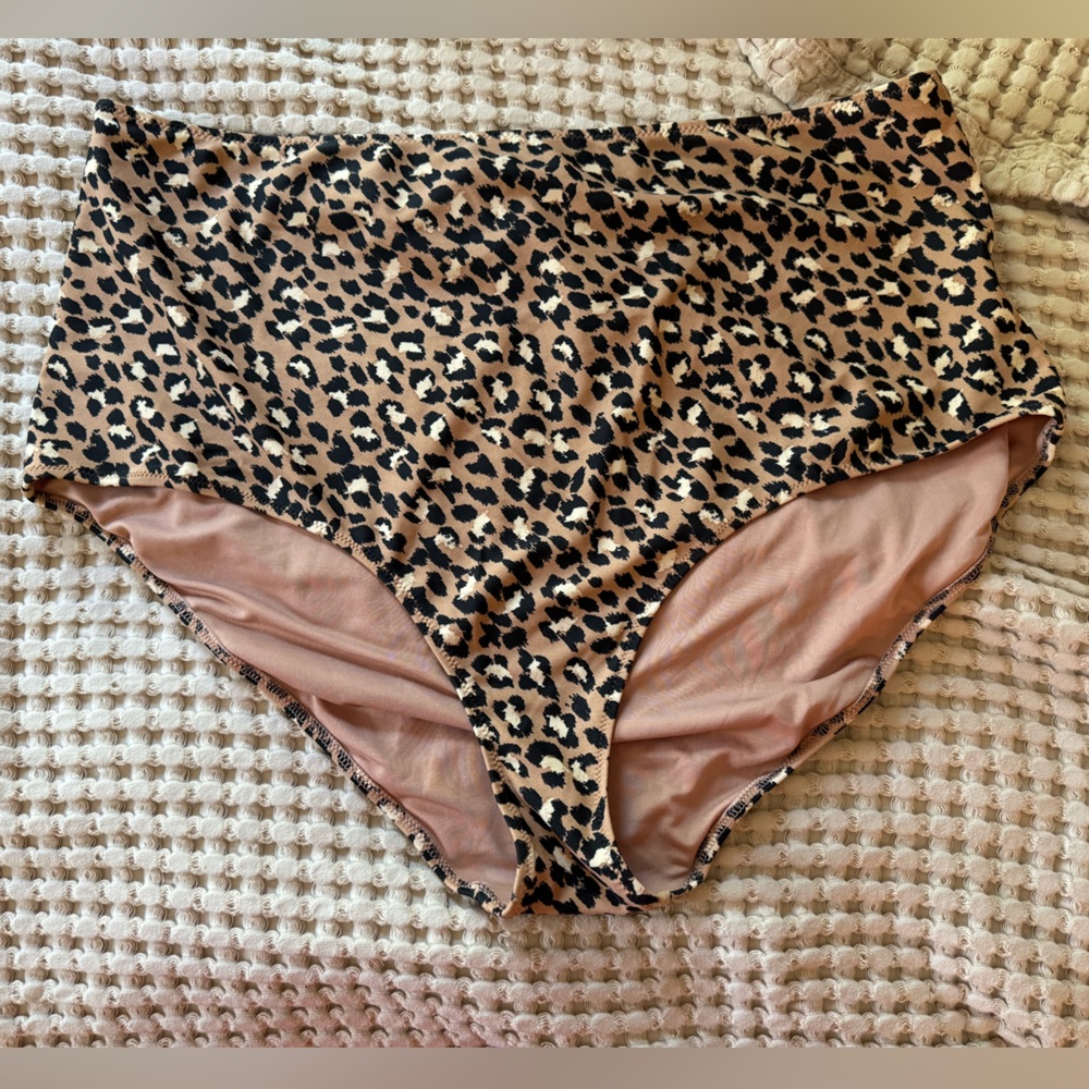 Aerie Leopard Print High Waisted Full Coverage Bikini Bottoms XXL